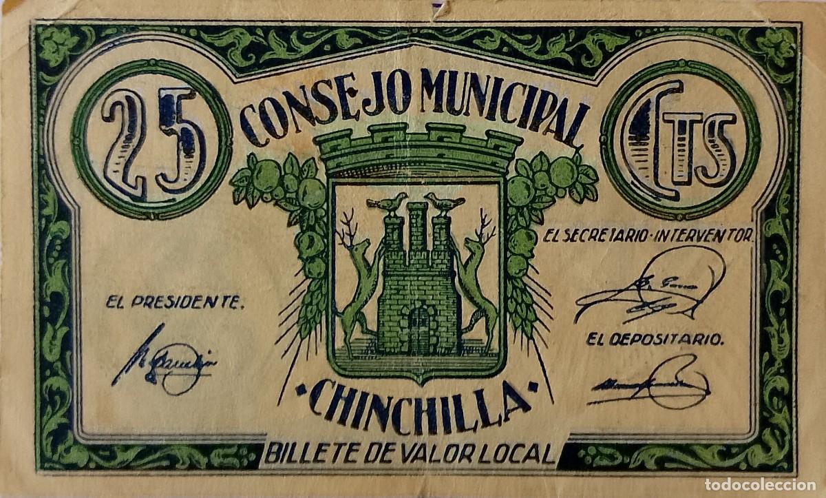 Billetes locales: BILLETE LOCAL DE 25 CENTIMOS DE CHINCHILLA 1937 GUERRA CIVIL