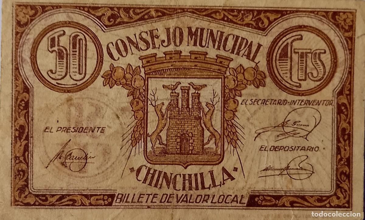 Billetes locales: BILLETE LOCAL DE 50 CENTIMOS DE CHINCHILLA 1937 GUERRA CIVIL