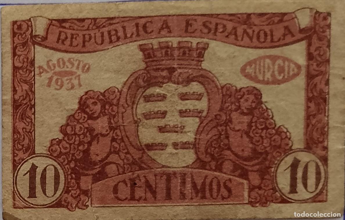 Billetes locales: BILLETE LOCAL DE 10 CENTIMOS DE MURCIA 1937 GUERRA CIVIL
