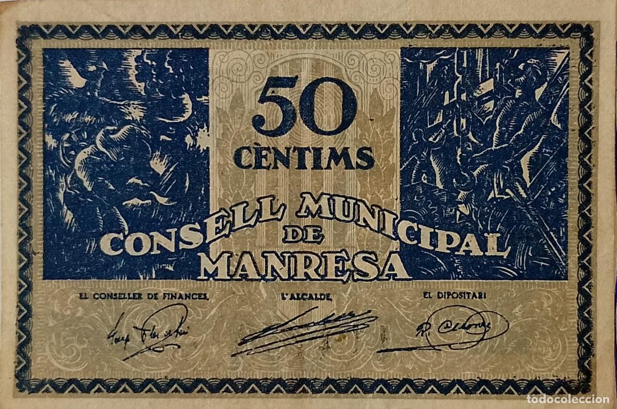Billetes locales: BILLETE LOCAL DE 50 CENTIMOS DE MANRESA 1937 GUERRA CIVIL