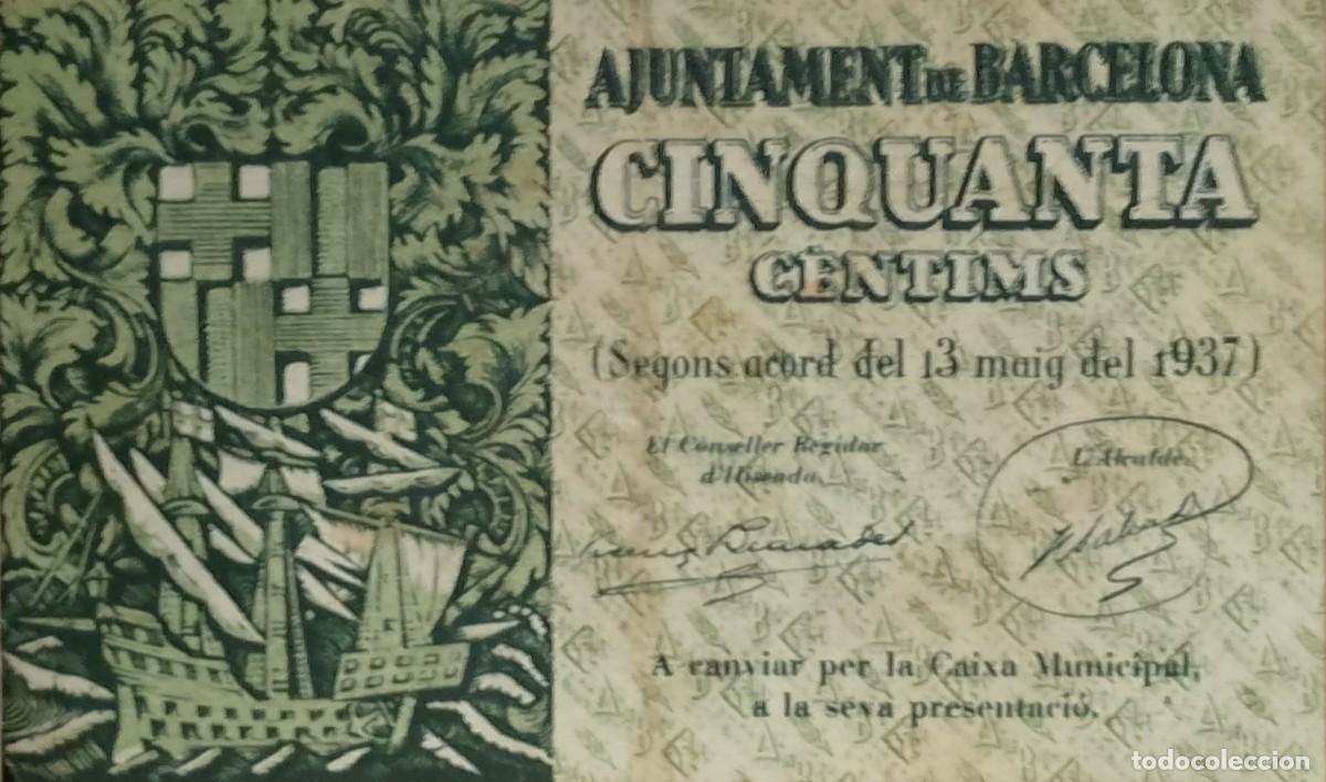 Billetes locales: BILLETE LOCAL DE 50 CENTIMOS DE BARCELONA 1937 GUERRA CIVIL