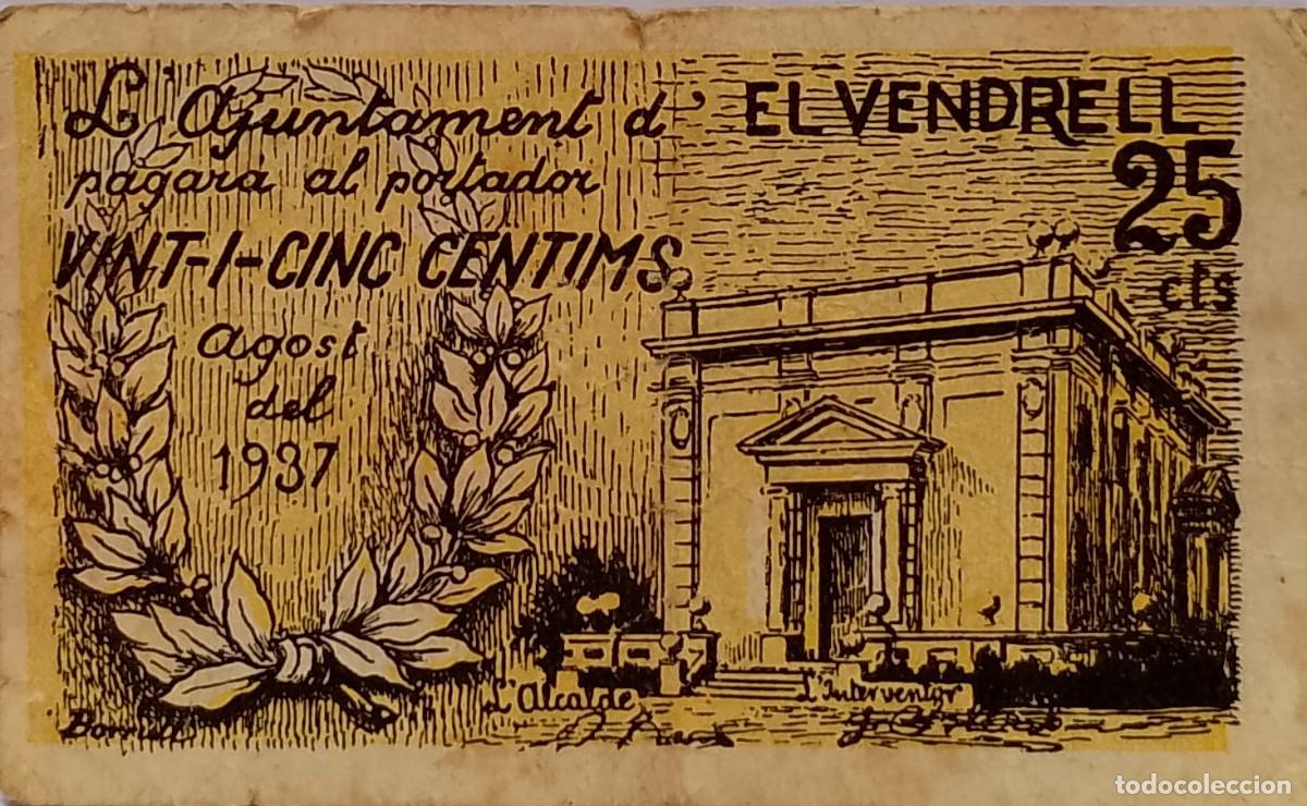 Billetes locales: BILLETE LOCAL DE 25 CENTIMOS DE VILANOVA I LA GELTRU 1937 GUERRA CIVIL
