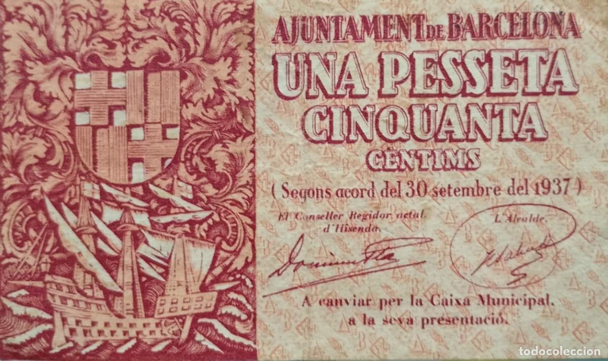 Billetes locales: BILLETE LOCAL DE 1,50 PESETAS BARCELONA 1937 GUERRA CIVIL