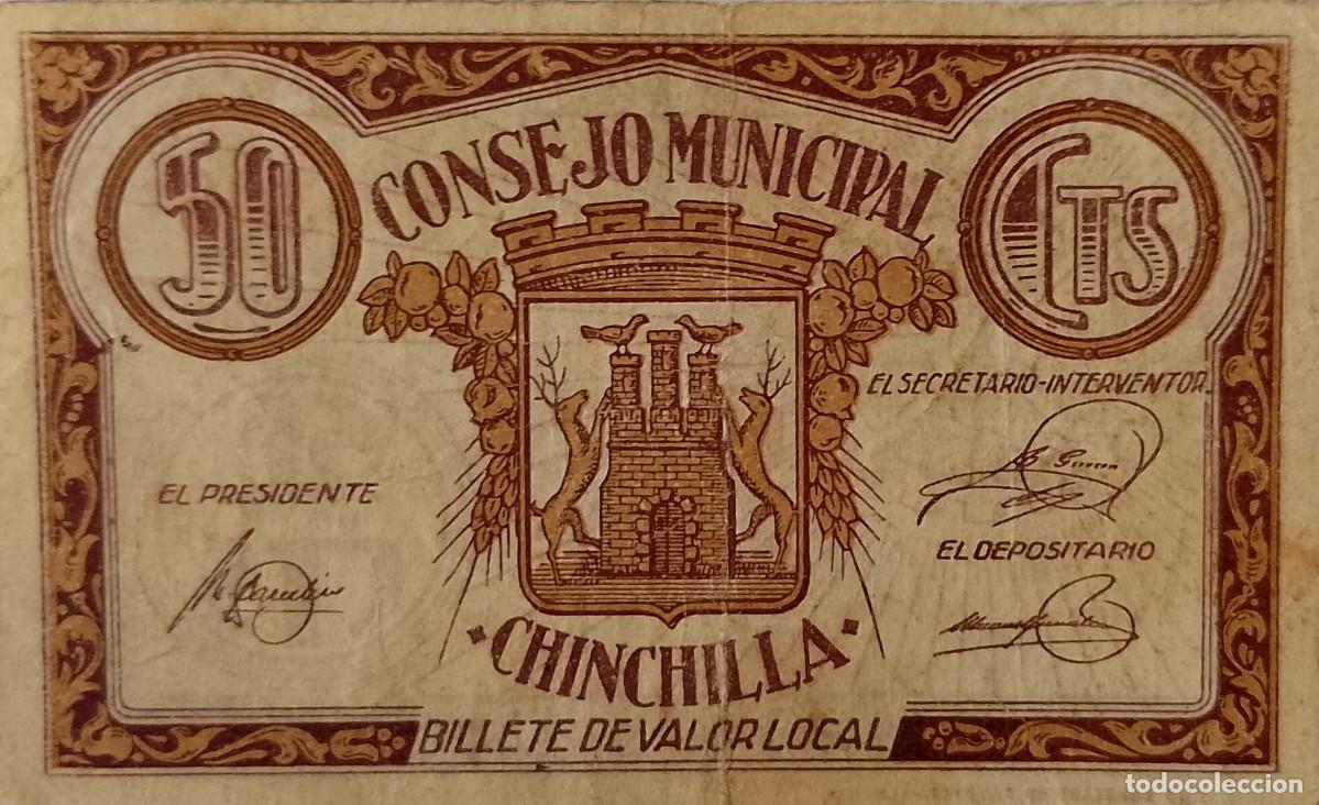 Billetes locales: BILLETE LOCAL DE 50 CENTIMOS DE CHINCHILLA 1937 GUERRA CIVIL