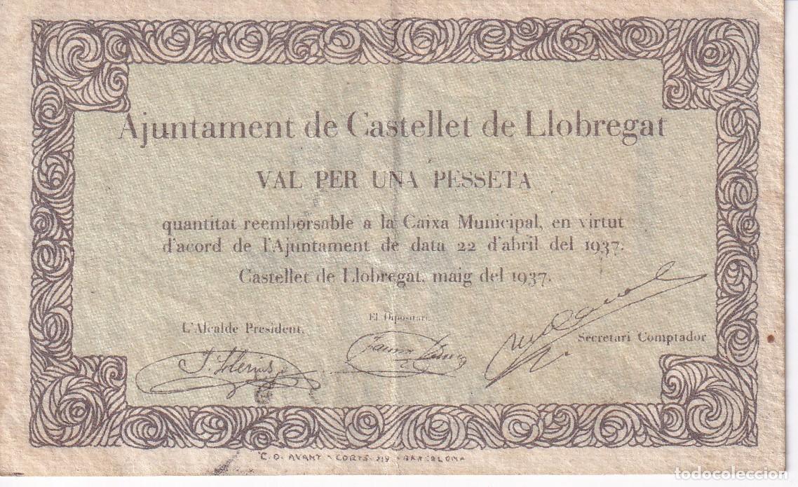 Banconote locali: BILLETE DE 1 PESETA DEL AJUNTAMENT DE CASTELLET DEL LLOBREGAT DEL A&Ntilde;O 1937