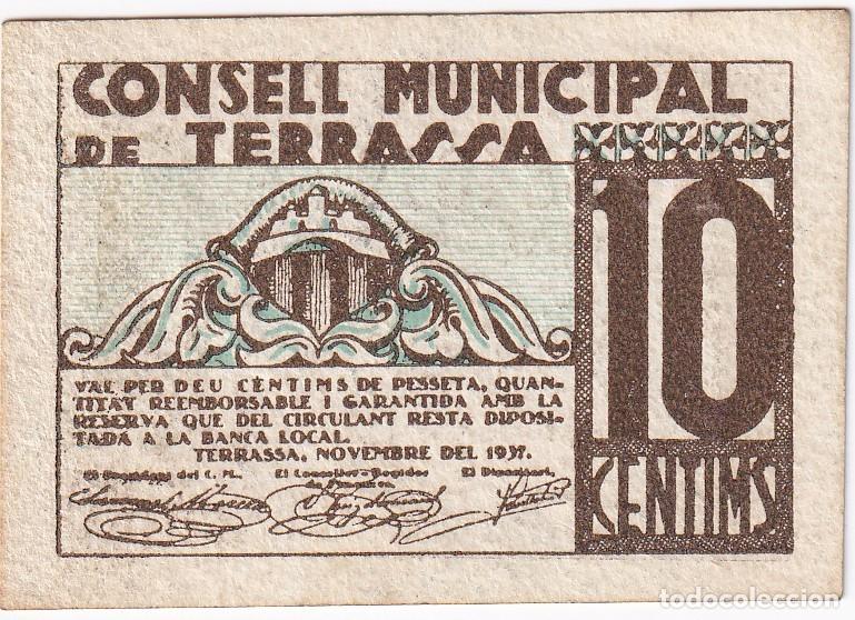 Lokale Banknoten: BILLETE DE 10 CENTIMOS DEL CONSELL MUNICIPAL DE TERRASSA N&ordm; SIN ASTERISCO