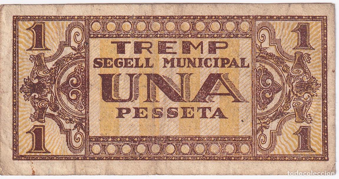 Banconote locali: BILLETE DE 1 PESETA DEL CONSELL MUNICIPAL DE TREMP DEL A&Ntilde;O 1937
