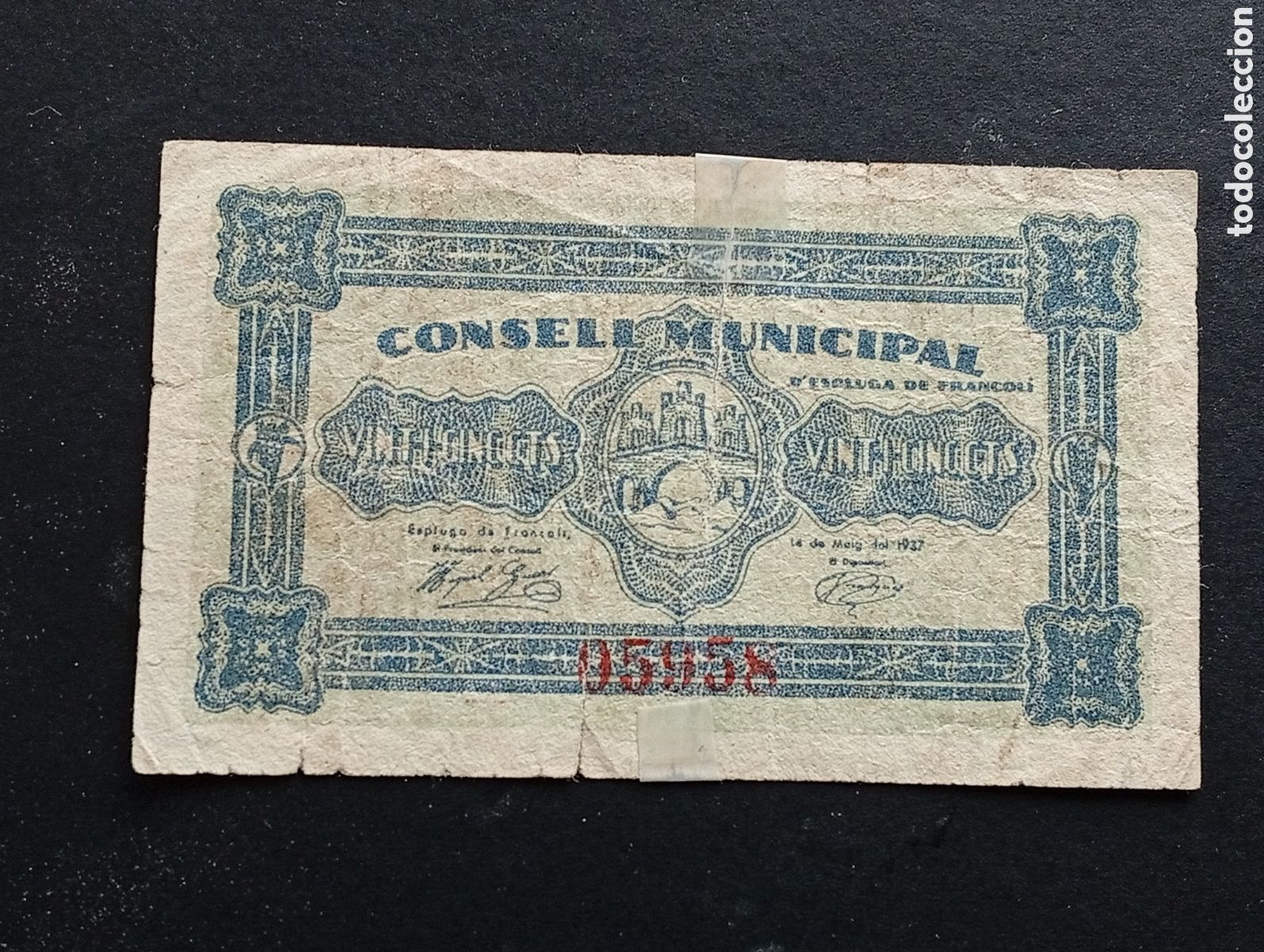 Billetes locales: Billete de 25 c&egrave;ntims l'Espluga de Francol&iacute; 1937 Tarragona guerra civil