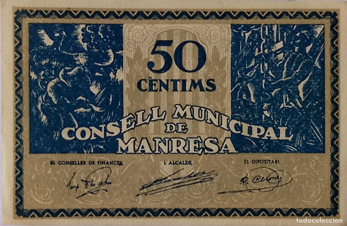 Billetes locales: BILLETE LOCAL DE 50 CENTIMOS MANRESA CENTIMOS DE CASTELLET DE LLOBREGAT 1937 GUERRA CIVIL