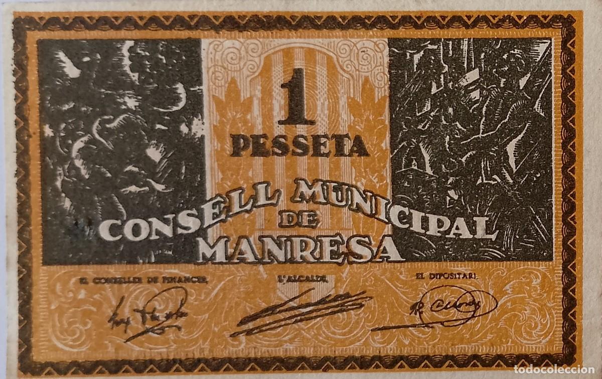 Billetes locales: BILLETE LOCAL DE 1 PESETA MANRESA CENTIMOS DE CASTELLET DE LLOBREGAT 1937 GUERRA CIVIL