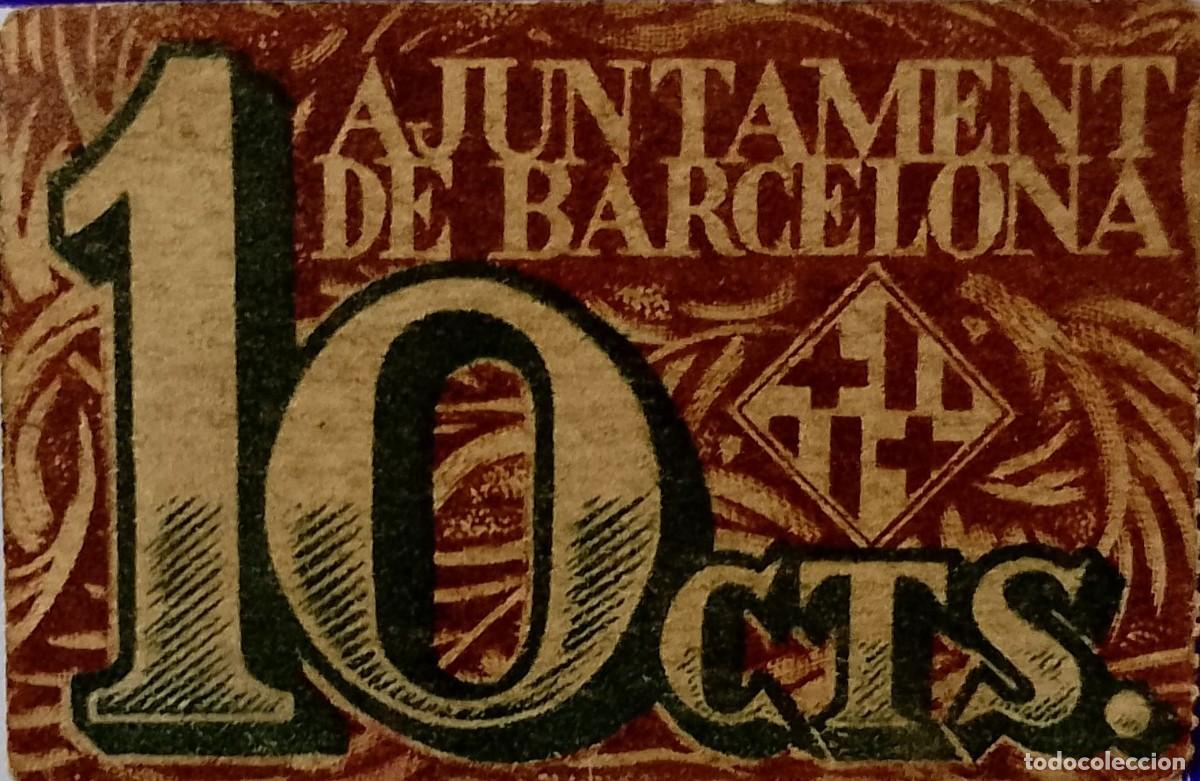 Billetes locales: BILLETE LOCAL DE 10 CENTIMOS DE BARCELONA 1937 GUERRA CIVIL