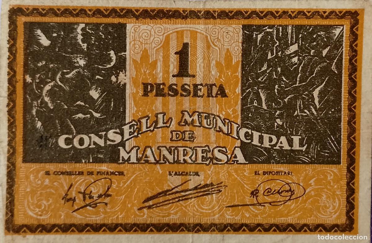 Billetes locales: BILLETE LOCAL DE 1 PESETA DE MANRESA 1937 GUERRA CIVIL