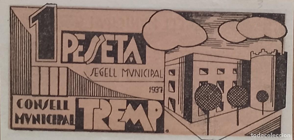 Billetes locales: BILLETE LOCAL DE 1 PESETA DE TREMP 1937 GUERRA CIVIL