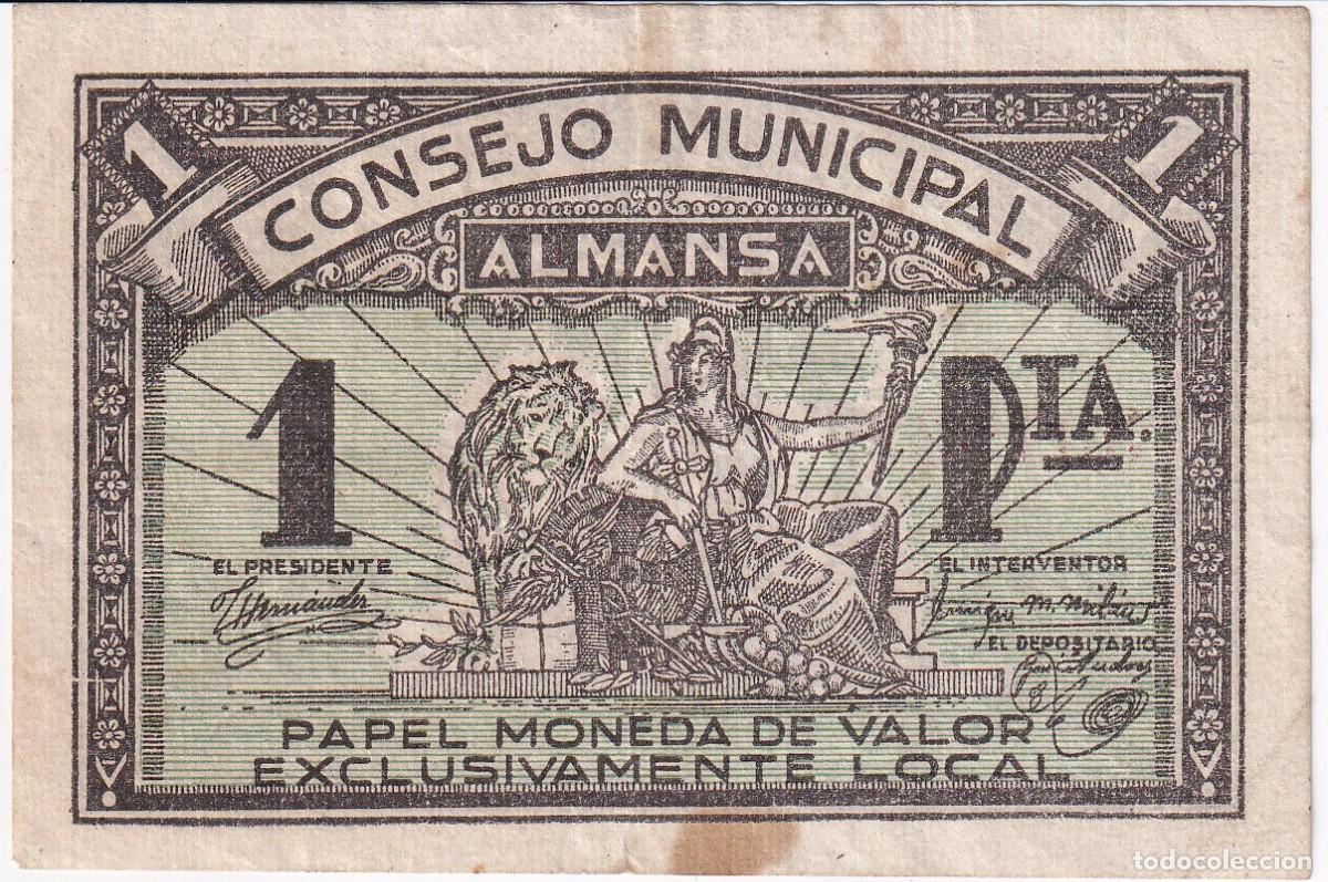 Notas locais: BILLETE DE 1 PESETA DEL CONSEJO MUNICIPAL DE ALMANSA DEL A&Ntilde;O 1937 - ALBACETE