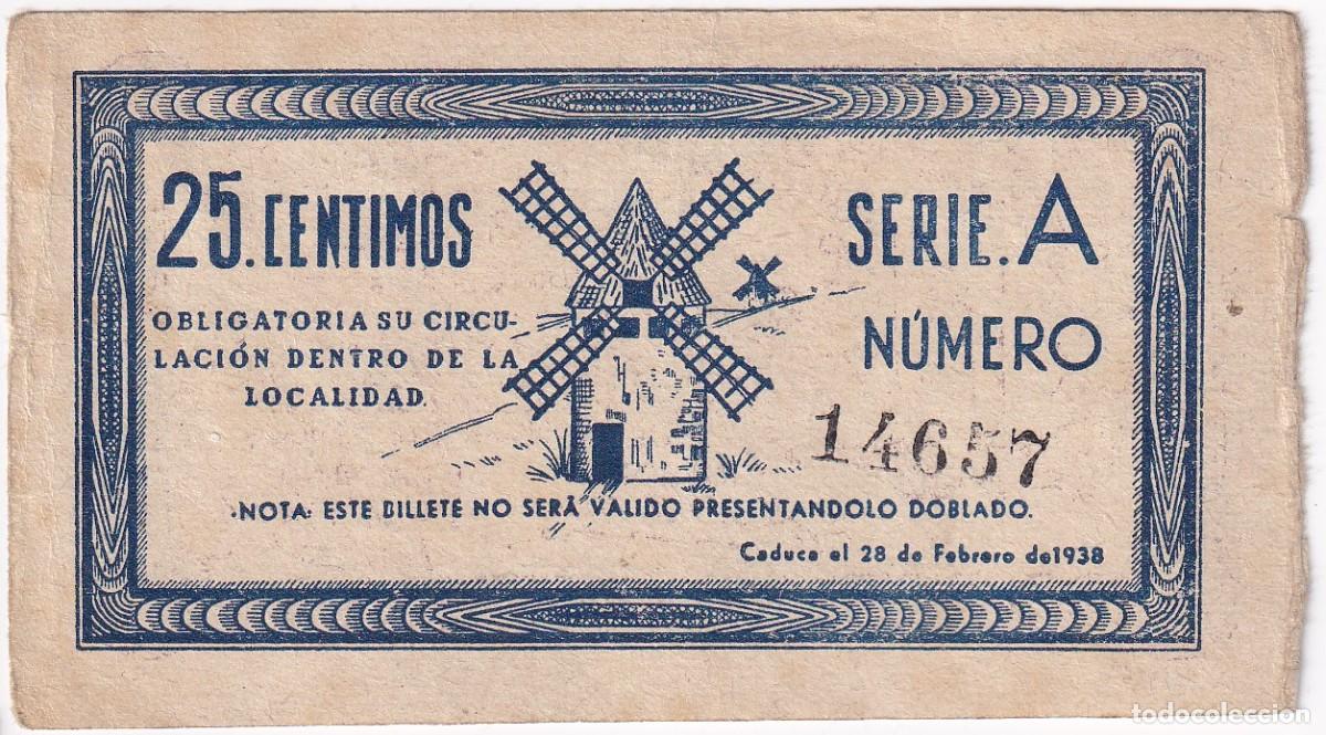 Notas locais: BILLETE DE 25 CENTIMOS DEL CONSEJO MUNICIPAL DE CRIPTANA DEL A&Ntilde;O 1937 (CIUDAD REAL)