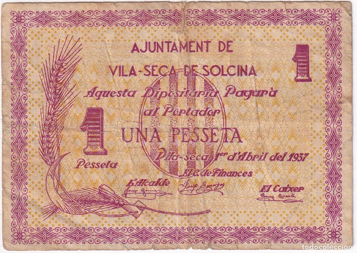 Notas locais: BILLETE DE 1 PESETA DEL AJUNTAMENT DE VILA-SECA DE SOLCINA DEL A&Ntilde;O 1937