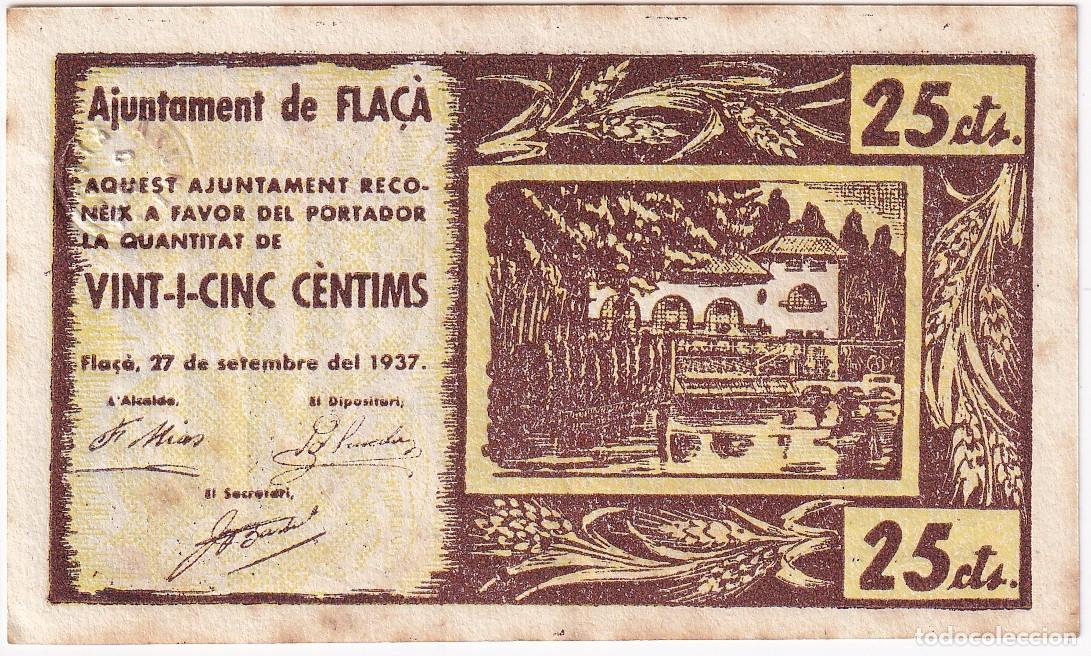 Banconote locali: BILLETE DE 25 CENTIMOS DEL AJUNTAMENT DE FLA&Ccedil;A DEL A&Ntilde;O 1937 CON SELLO SECO