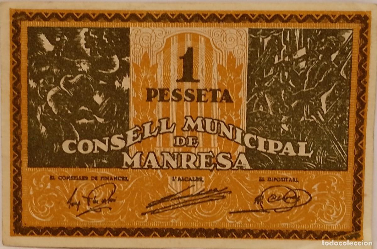 Billetes locales: BILLETE LOCAL DE 1 PESETA MANRESA 1937 GUERRA CIVIL