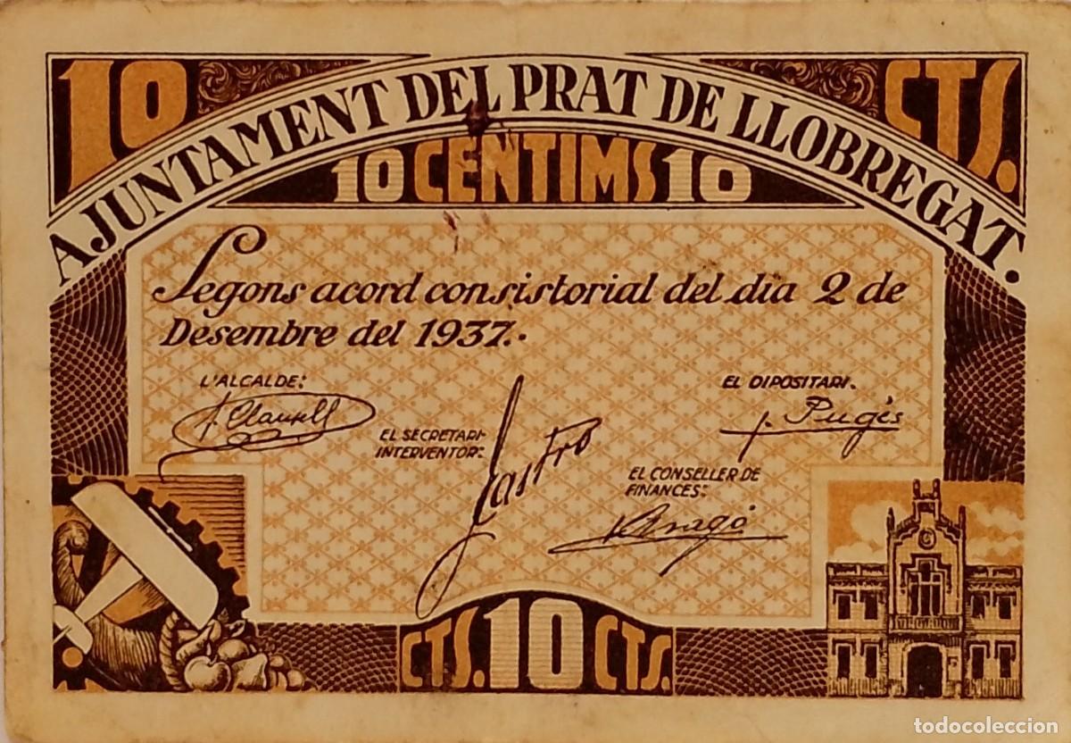 Billetes locales: BILLETE LOCAL DE 10 CENTIMOS PRAT DE LLOBREGAT 1937 GUERRA CIVIL