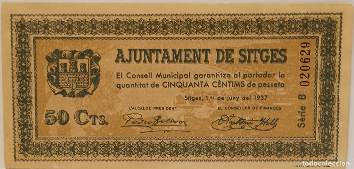 Billetes locales: BILLETE LOCAL DE 50 CENTIMOS SITGES 1937 GUERRA CIVIL