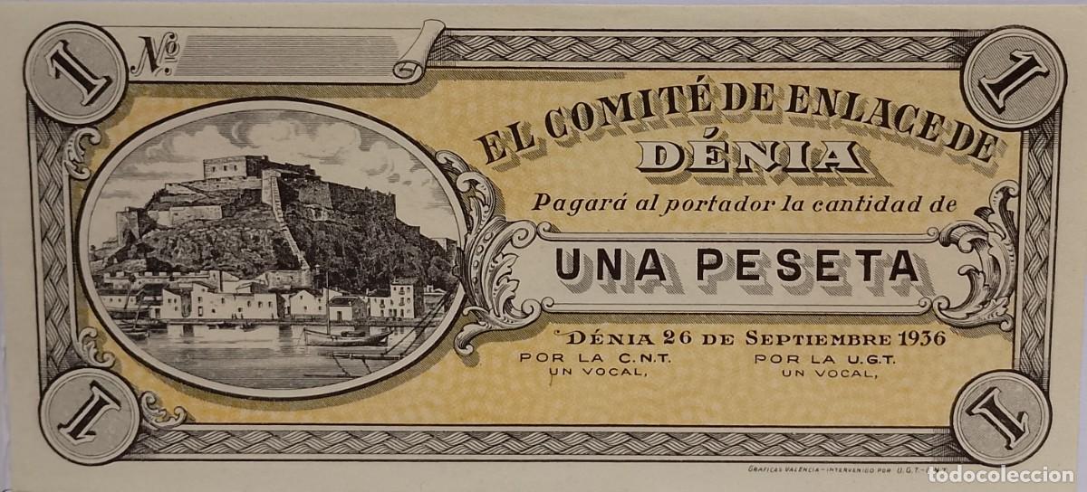 Billetes locales: BILLETE LOCAL DE 1 PESETA DENIA 1937 GUERRA CIVIL