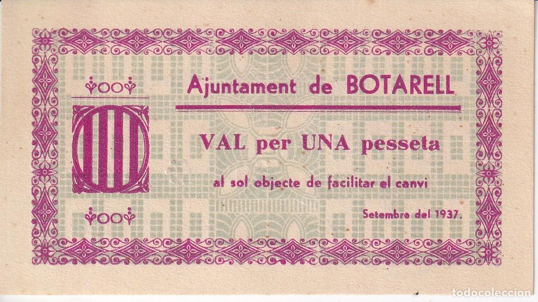 Billetes locales: BILLETE DE 1 PESETA DEL AJUNTAMENT DE BOTARELL DEL A&Ntilde;O 1937 SIN CIRCULAR