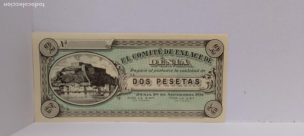 Billetes locales: BILLETE LOCAL DE 2 PESETAS DENIA 1937 GUERRA CIVIL