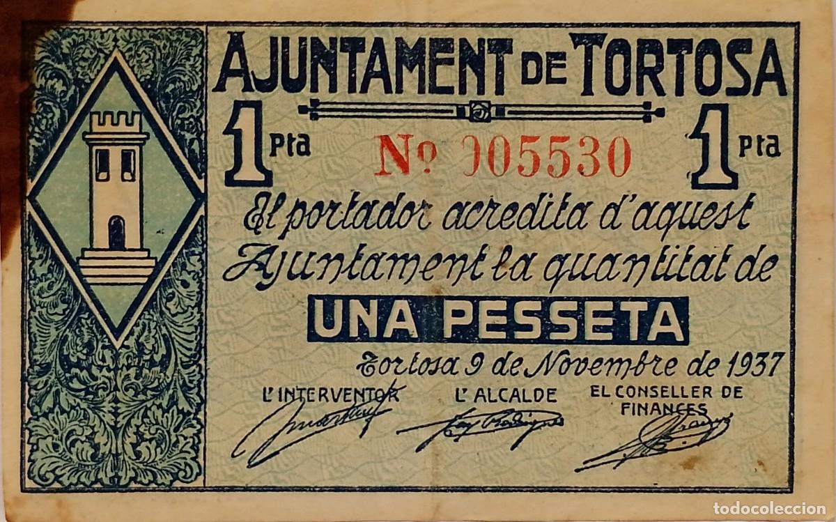 Billetes locales: BILLETE LOCAL DE 1 PESETA DE TORTOSASA 1937 GUERRA CIVIL
