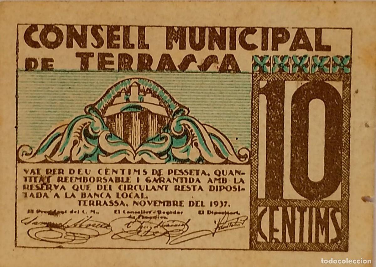 Billetes locales: BILLETE LOCAL DE 10 CENTIMOS DE TERRASSA 1937 GUERRA CIVIL