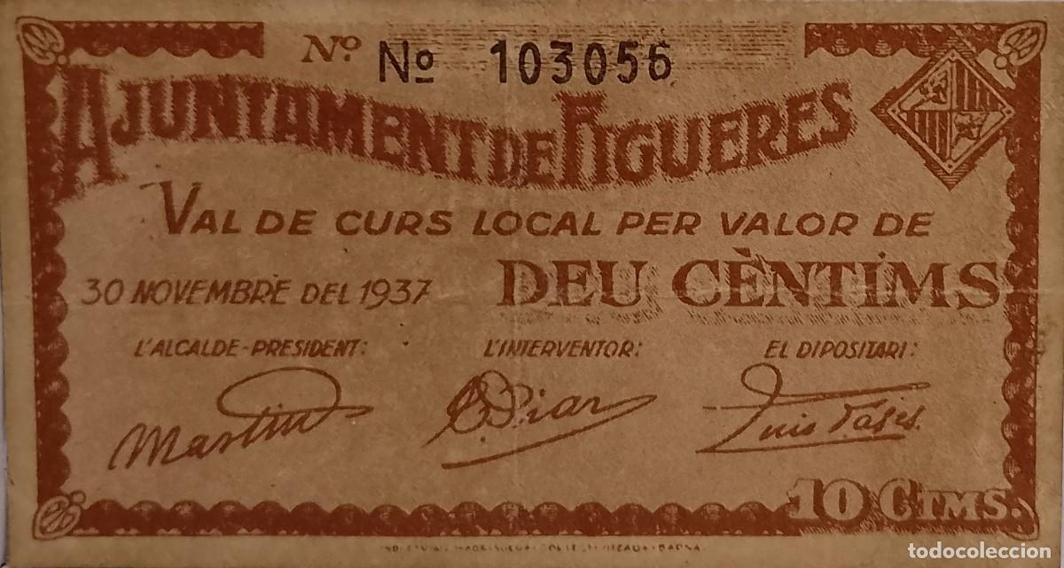 Billetes locales: BILLETE LOCAL DE 10 CENTIMOS FIGUERES 1937 GUERRA CIVIL