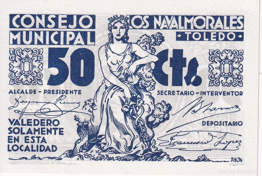 Billetes locales: BILLETE DE 50 CENTIMOS DEL CONSEJO MUNICIPAL DE NAVALMORALES DEL A&Ntilde;O 1937 SIN NUMERACION (TOLEDO)