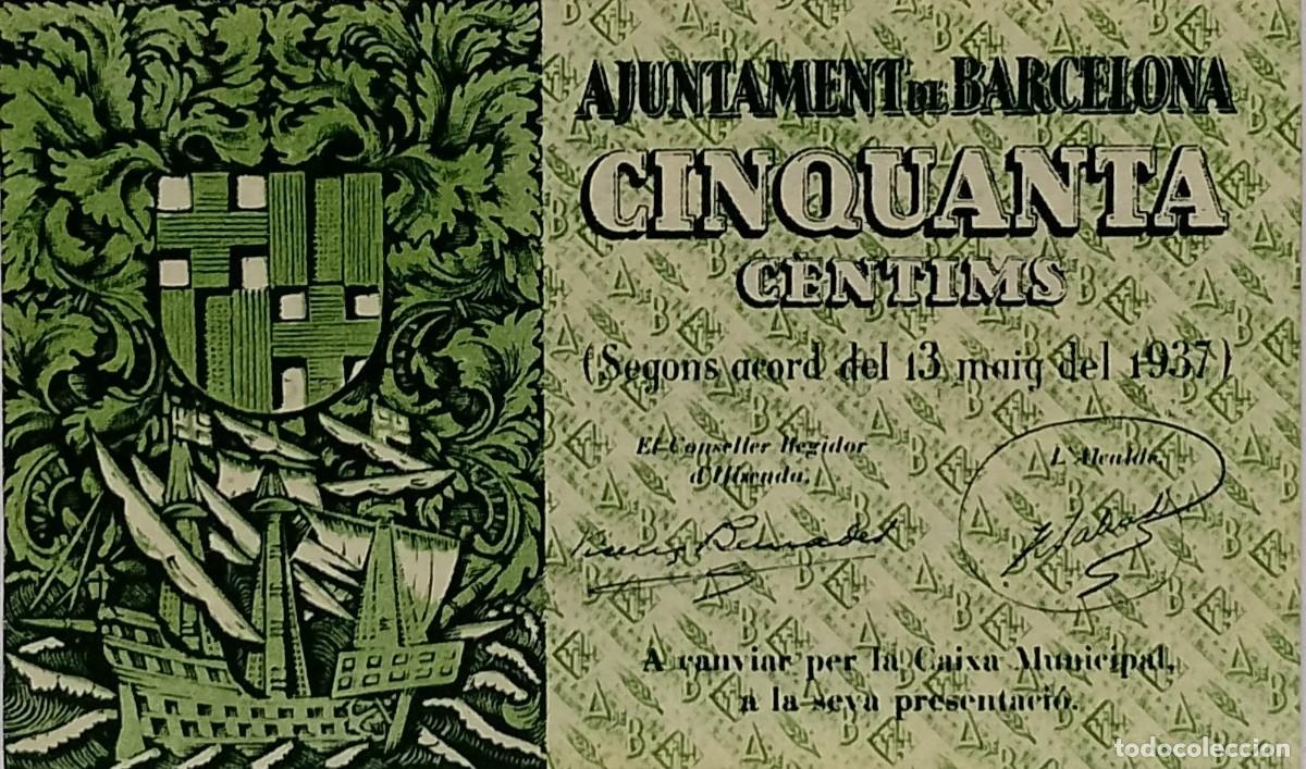 Billetes locales: BILLETE LOCAL DE 50 CENTIMOS ALOS DE BARCELONA 1937 GUERRA CIVIL