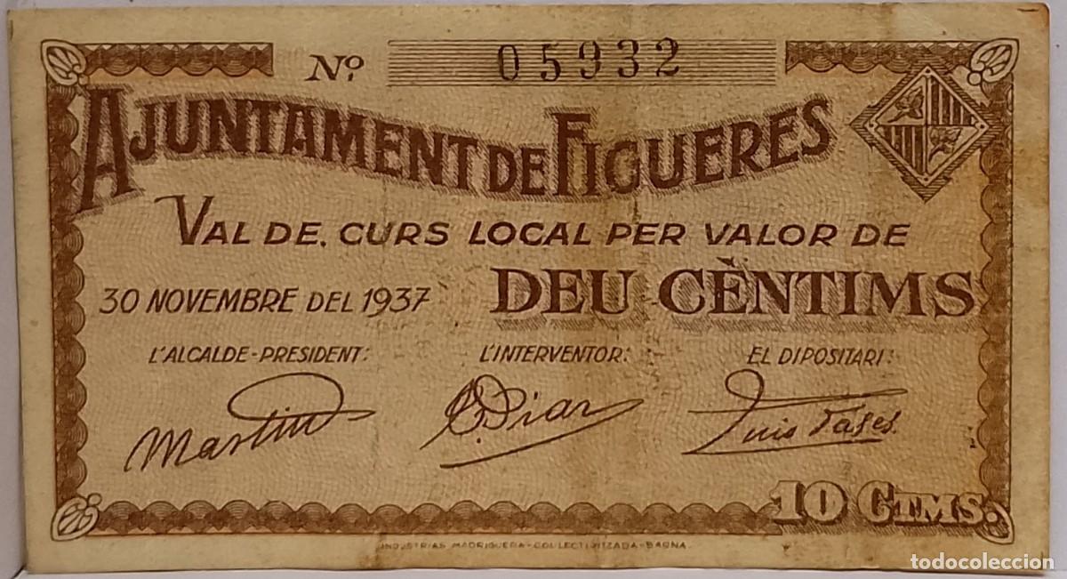Billetes locales: BILLETE LOCAL DE 10 CENTIMOS FIGUERES 1937 GUERRA CIVIL