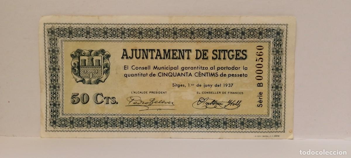 Billetes locales: BILLETE LOCAL DE 50 CENTIMOS SITGES 1937 GUERRA CIVIL