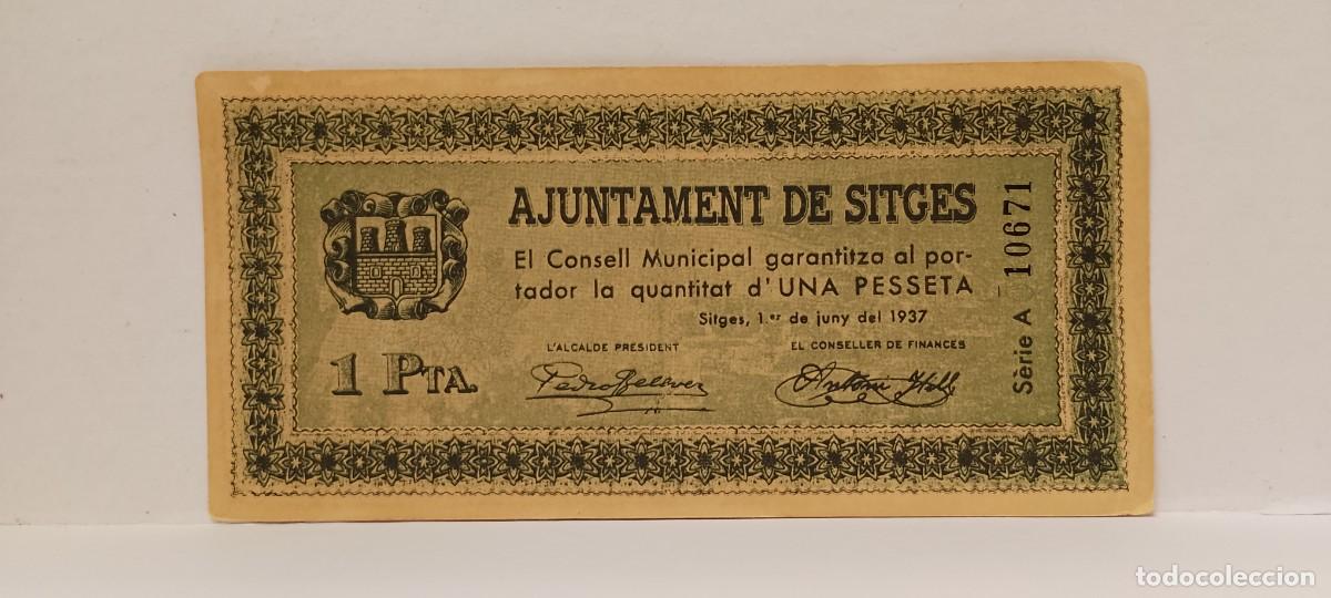 Billetes locales: BILLETE LOCAL DE 1 PESETA SITGES 1937 GUERRA CIVIL
