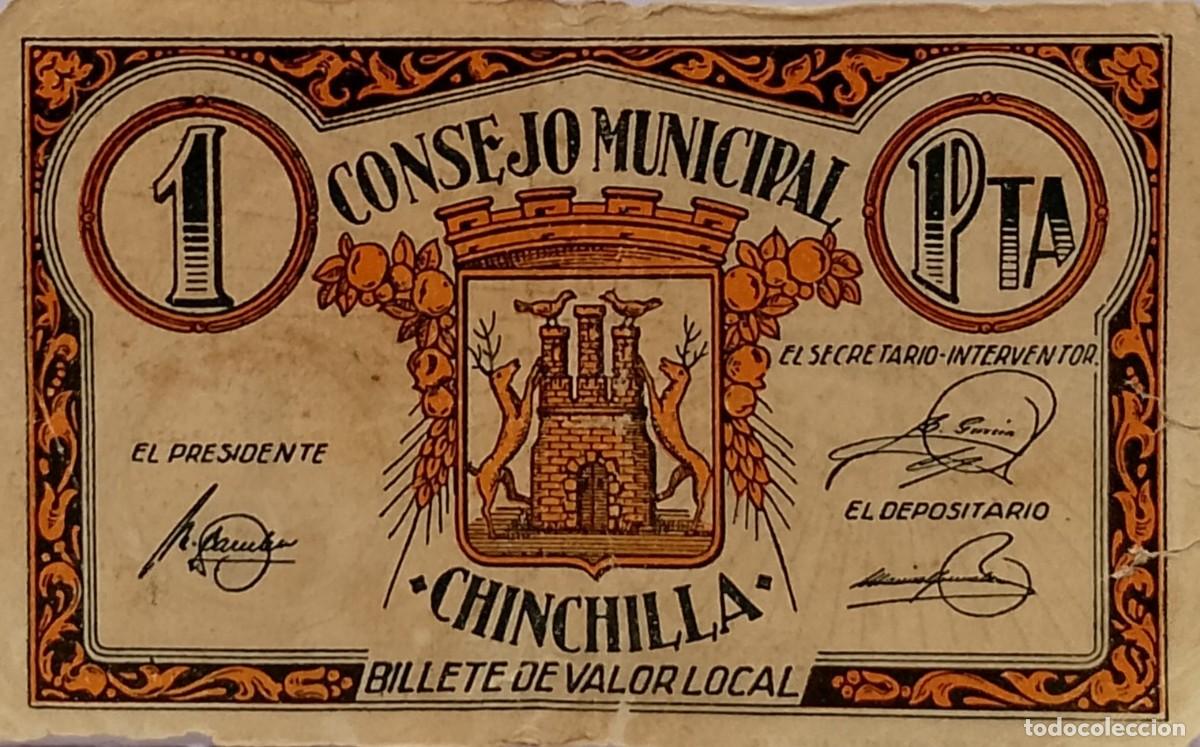 Billetes locales: BILLETE LOCAL DE 1 PESETA CHINCHILLA 1937 GUERRA CIVIL