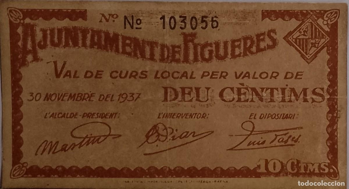 Banconote locali: BILLETE LOCAL DE 10 CENTIMOS DE FIGUERES 1937 GUERRA CIVIL