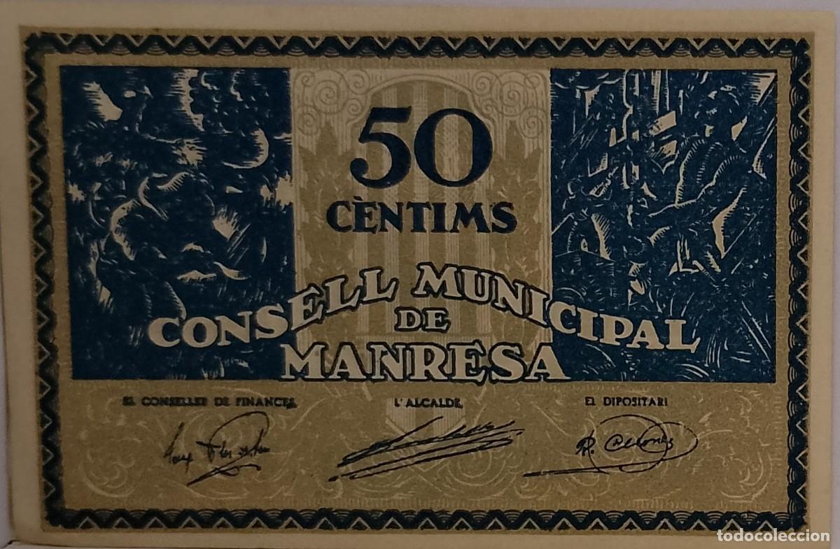 Billetes locales: BILLETE LOCAL DE 50 CENTIMOS MANRESA 1937 GUERRA CIVIL