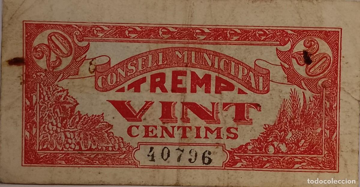 Billetes locales: BILLETE LOCAL DE 20 CENTIMOS DE TREMP 1937 GUERRA CIVIL