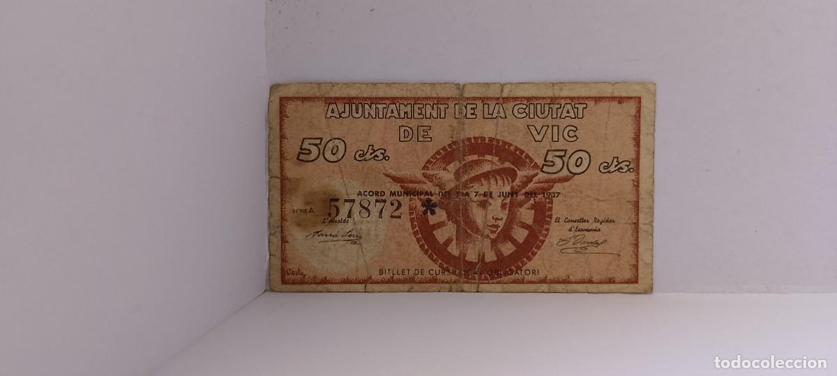 Billetes locales: BILLETE LOCAL DE 50 CENTIMOS VIC 1937 GUERRA CIVIL