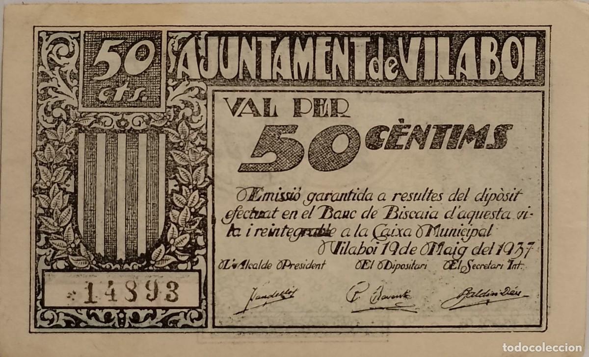 Billetes locales: BILLETE LOCAL DE 50 CENTIMOS VILABOI 1937 GUERRA CIVIL