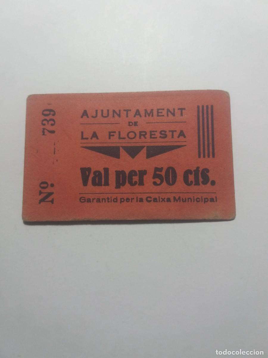 Billetes locales: Billete 50 C&egrave;ntims Ajuntament LA FLORESTA -cart&oacute;n.