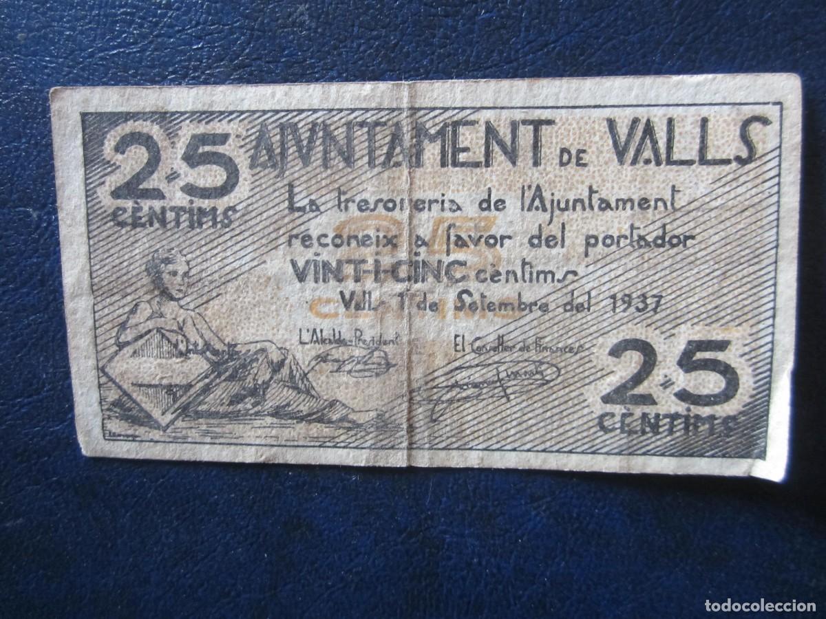 Billetes locales: Valls 25 c&eacute;ntimos 1937 billete local Guerra Civil