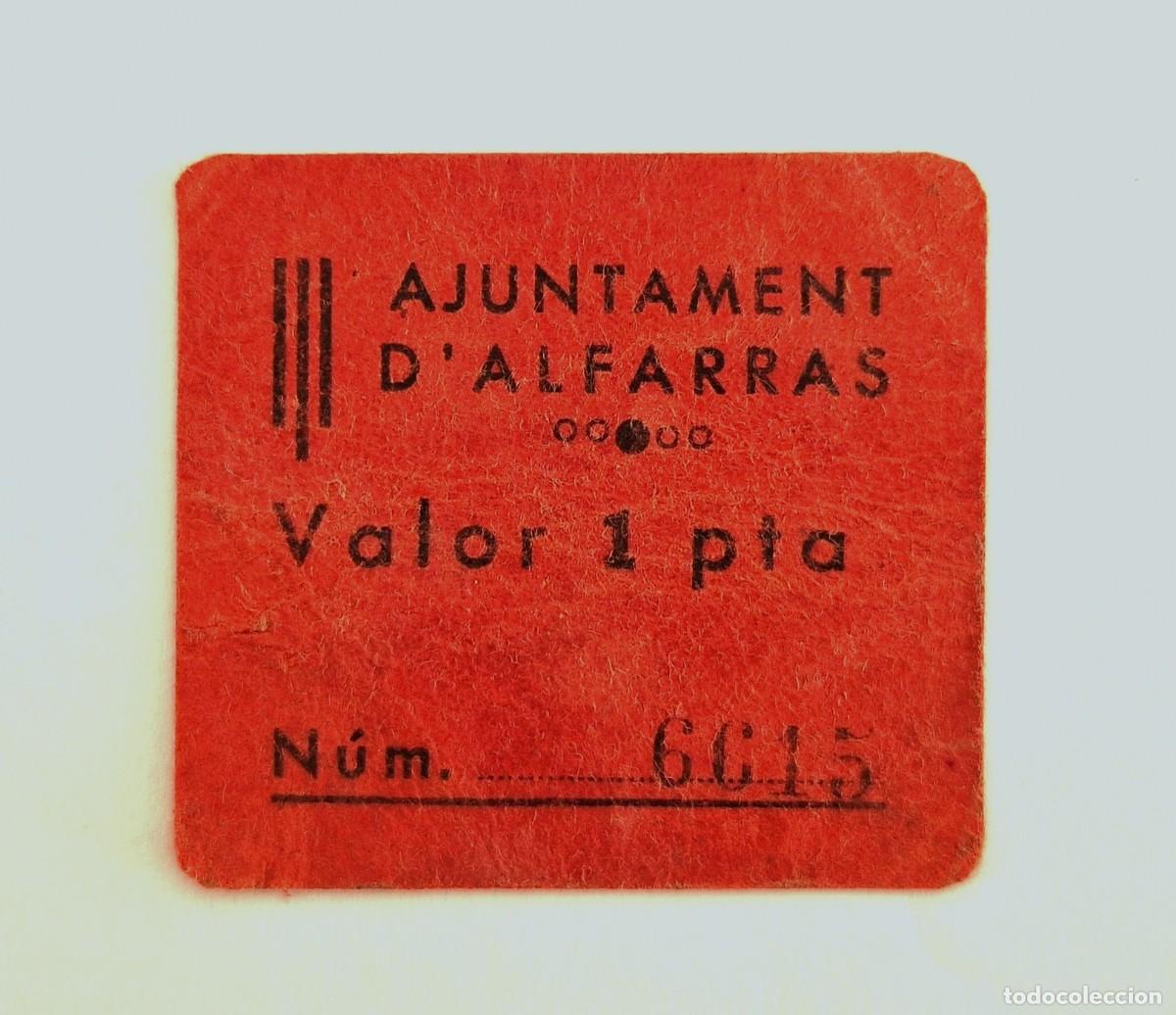 Notas locais: BILLETE LOCAL Ajuntament d' Alfarras 1 pesseta 2 Ed. AT-100 T124 R
