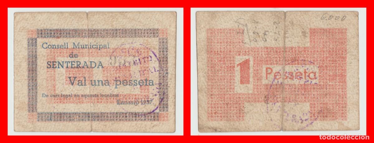 Billetes locales: Senterada (Lleida) - 1 Peseta - Emision del 37 - Serie n&ordm; 933