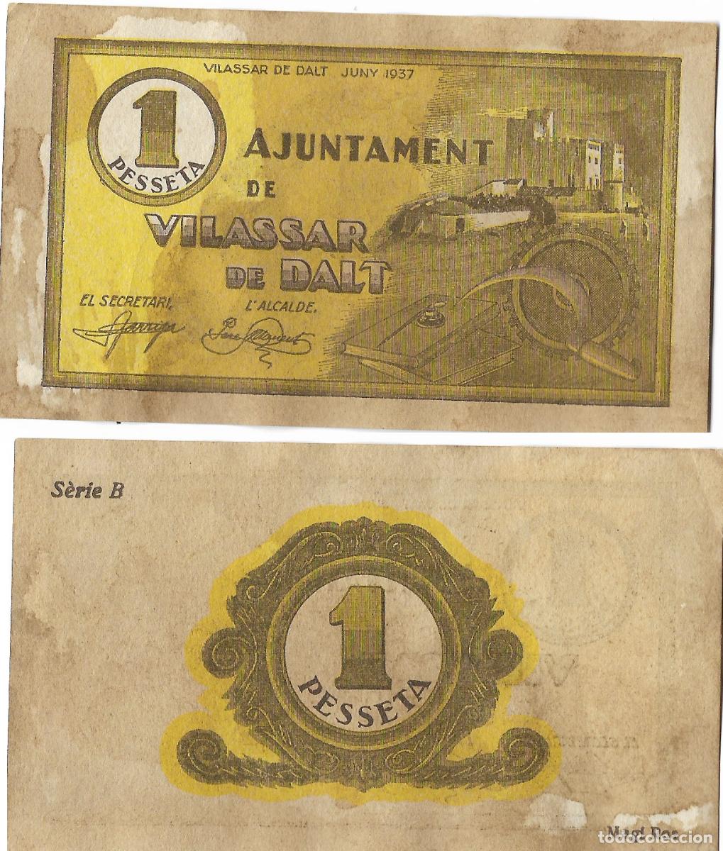 Notas locais: VILASSAR DE DALT - BILLETE DE 1 PESSETA JUNY 1937 ( EL DE LA FOTO )