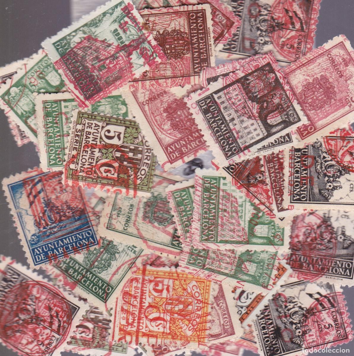 Billetes locales: FC4-103-Ayuntamiento BARCELONA x 39 Sellos Matasellos ROJOS Franqueo Mec&aacute;nico
