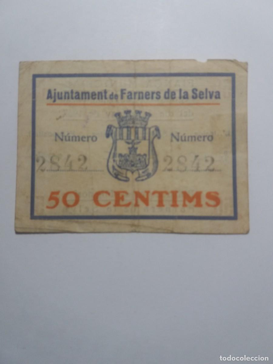 Billetes locales: Billete 50 C&egrave;ntims Ajuntament FARNERS DE LA SELVA