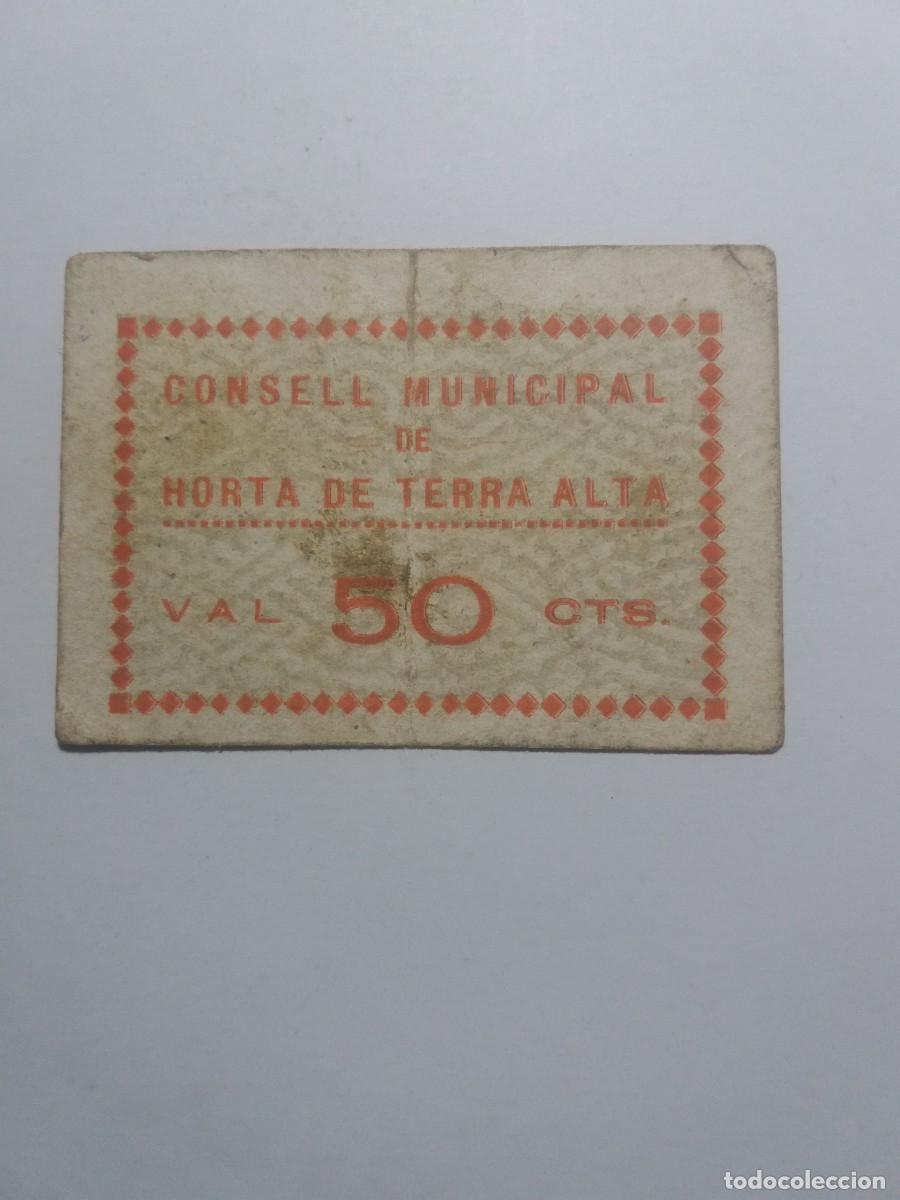 Billetes locales: Billete 50 C&egrave;ntims Consell Municipal HORTA DE TERRA ALTA
