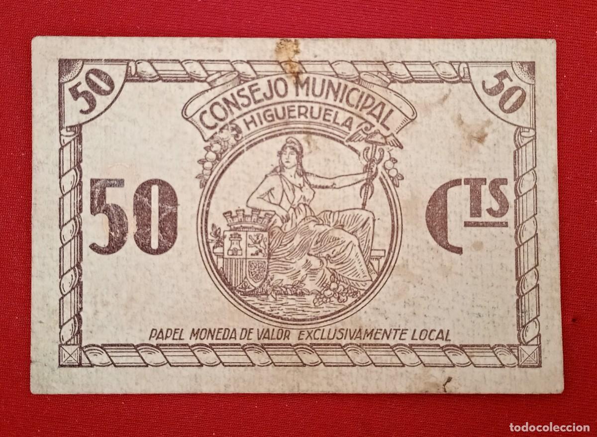Billetes locales: HIGUERUELA. ALBACETE. CONSEJO MUNICIPAL, 50 CENTIMOS